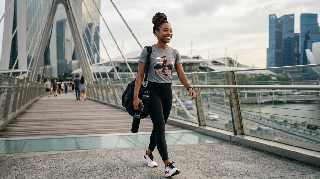 Urban lifestyle photography of a young athlete in athletic s